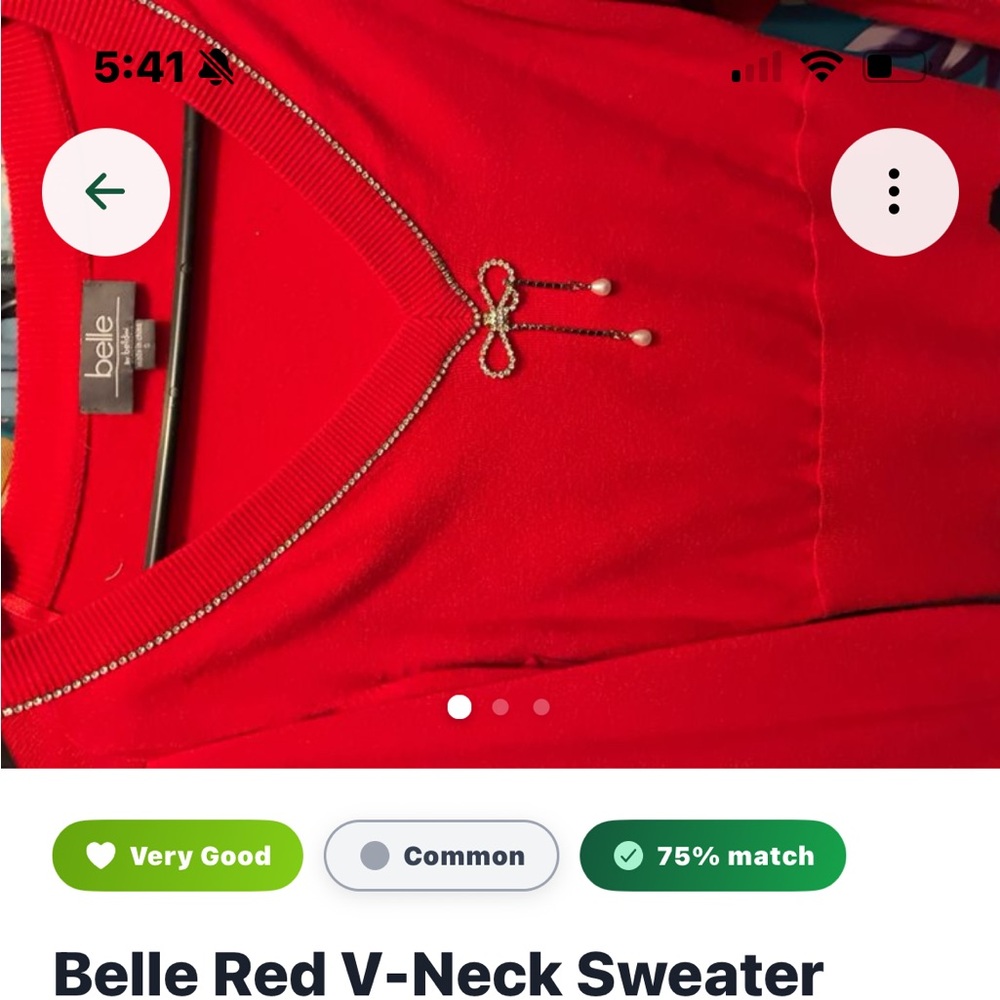 Elle Scarlet V-Neck Sweater with Bow Accent